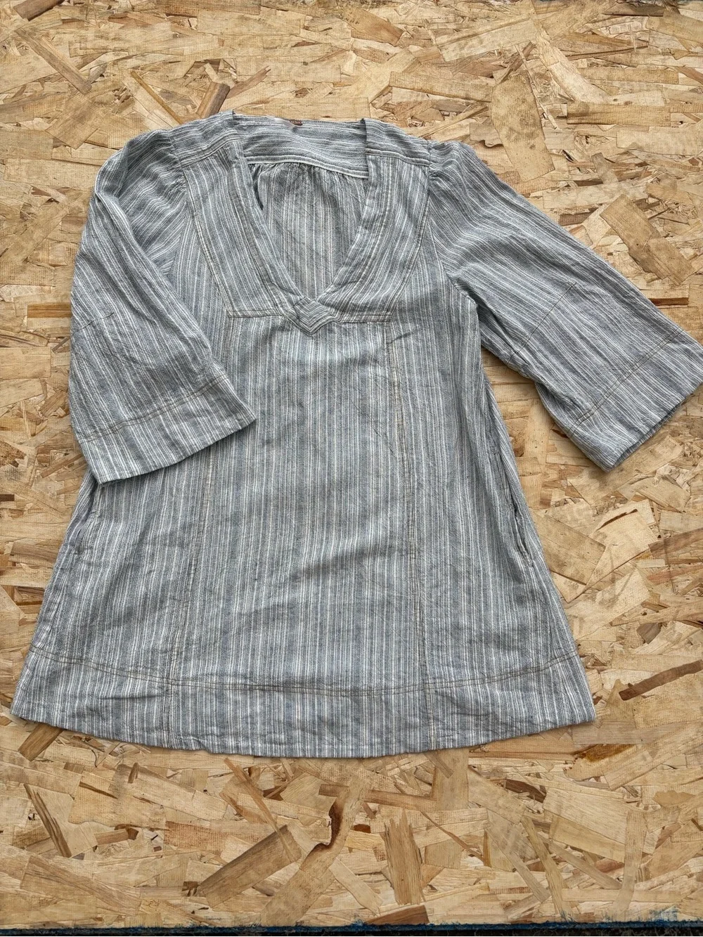 Free People goldie v neck smock mini dress in indigo combo